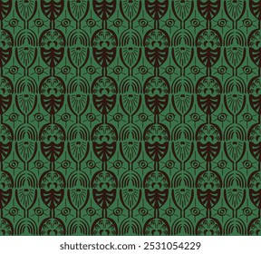 Ikat seamless pattern. Vector tie dye shibori print with stripes and chevron. Ink textured japanese background. Ethnic fabric vector. Bohemian fashion. Linear drawing