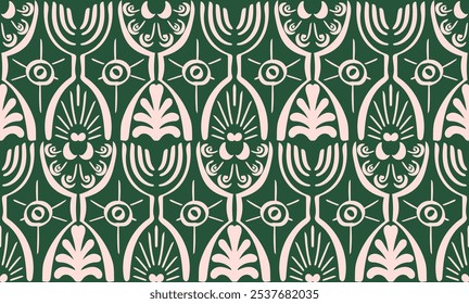 Ikat seamless pattern. Vector tie dye shibori print with stripes and chevron. Ink textured japanese background. Ethnic fabric vector. Bohemian fashion. Linear drawing