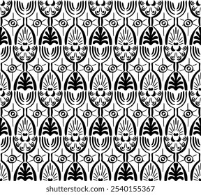 Ikat seamless pattern. Vector tie dye shibori print with stripes and chevron. Ink textured japanese background. Ethnic fabric vector. Bohemian fashion. Linear drawing