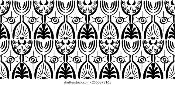 Ikat seamless pattern. Vector tie dye shibori print with stripes and chevron. Ink textured japanese background. Ethnic fabric vector. Bohemian fashion. Linear drawing