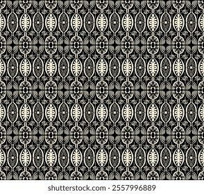Ikat seamless pattern. Vector tie dye shibori print with stripes and chevron. Ink textured japanese background. Ethnic fabric vector. Bohemian fashion. Linear drawing