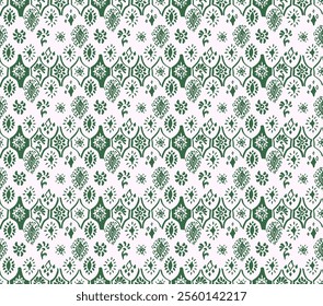 Ikat seamless pattern. Vector tie dye shibori print with stripes and chevron. Ink textured japanese background. Ethnic fabric vector. Bohemian fashion. Linear drawing