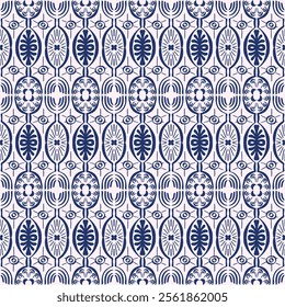 Ikat seamless pattern. Vector tie dye shibori print with stripes and chevron. Ink textured japanese background. Ethnic fabric vector. Bohemian fashion. Linear drawing