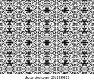 Ikat seamless pattern. Vector tie dye shibori print with stripes and chevron. Ink textured japanese background. Ethnic fabric vector. Bohemian fashion. Linear drawing