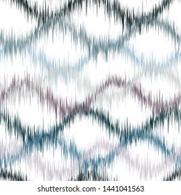 Ikat seamless pattern with waves. Abstract background texture.