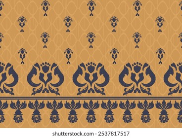 Patrón sin costuras Ikat - Colores temáticos amarillos y azules. Vector Illustrator Descarga de archivo digital para impresión, imprimible, textil, Fondo de pantalla, fondo, alfombra, cubierta de libro y muchos proyectos.
