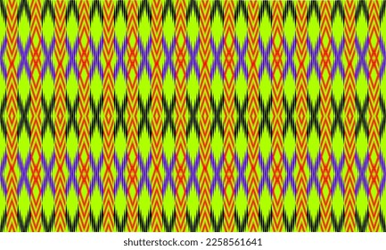Ikat seamless pattern.colorful fabric background.Abstract tribal pattern.Seamless geometric pattern.seamless lines background.Yellow background fabric pattern.Illustration curtain batik textile.