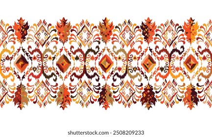 Ikat seamless pattern,geometric design,motif ethnic handmade, Ikat ethnic tribal,boho colors seamless wallpaper. "This content was created using vector drawing tools and software, not generated by AI"