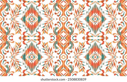 Ikat seamless pattern,geometric design,motif ethnic handmade, Ikat ethnic tribal,boho colors seamless wallpaper. "This content was created using vector drawing tools and software, not generated by AI"