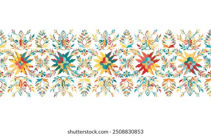 Ikat seamless pattern,geometric design,motif ethnic handmade, Ikat ethnic tribal,boho colors seamless wallpaper. "This content was created using vector drawing tools and software, not generated by AI"