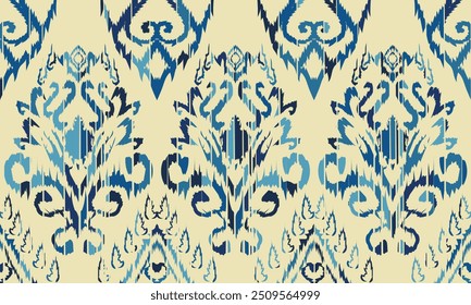Ikat seamless pattern,geometric design,motif ethnic handmade, Ikat ethnic tribal,boho colors seamless wallpaper. "This content was created using vector drawing tools and software, not generated by AI"