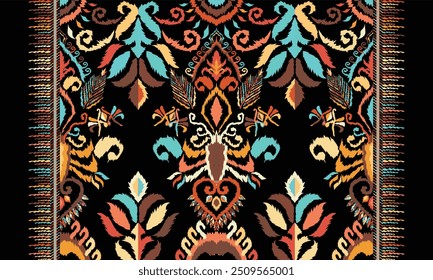 Ikat seamless pattern,geometric design,motif ethnic handmade, Ikat ethnic tribal,boho colors seamless wallpaper. "This content was created using vector drawing tools and software, not generated by AI"