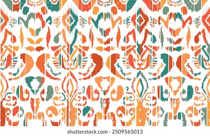 Ikat seamless pattern,geometric design,motif ethnic handmade, Ikat ethnic tribal,boho colors seamless wallpaper. "This content was created using vector drawing tools and software, not generated by AI"