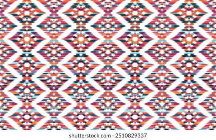 Ikat seamless pattern,geometric design,motif ethnic handmade, Ikat ethnic tribal,boho colors seamless wallpaper. "This content was created using vector drawing tools and software, not generated by AI"