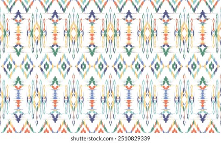 Ikat seamless pattern,geometric design,motif ethnic handmade, Ikat ethnic tribal,boho colors seamless wallpaper. "This content was created using vector drawing tools and software, not generated by AI"
