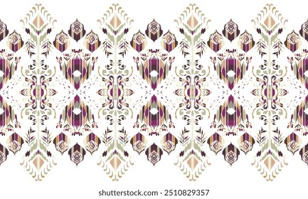 Ikat seamless pattern,geometric design,motif ethnic handmade, Ikat ethnic tribal,boho colors seamless wallpaper. "This content was created using vector drawing tools and software, not generated by AI"