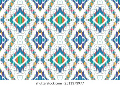 Ikat seamless pattern,geometric design,motif ethnic handmade, Ikat ethnic tribal,boho colors seamless wallpaper. "This content was created using vector drawing tools and software, not generated by AI"