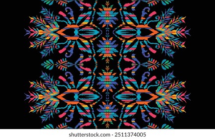 Ikat seamless pattern,geometric design,motif ethnic handmade, Ikat ethnic tribal,boho colors seamless wallpaper. "This content was created using vector drawing tools and software, not generated by AI"