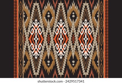 Ikat seamless pattern.Geometric ethnic element on black background. Aztec style.folk and native style.Abstract vector illustration.design for ikat pattern,textile,fabric,clothing,background,wallpaper.