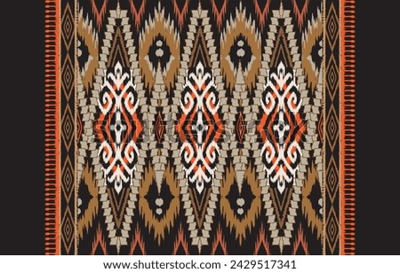 Ikat seamless pattern.Geometric ethnic element on black background. Aztec style.folk and native style.Abstract vector illustration.design for ikat pattern,textile,fabric,clothing,background,wallpaper.