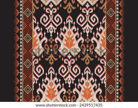 Ikat seamless pattern.Geometric ethnic element on black background. Aztec style.folk and native style.Abstract vector illustration.design for ikat pattern,textile,fabric,clothing,background,wallpaper.