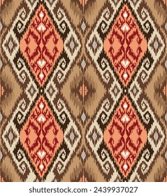 Ikat seamless pattern.Geometric ethnic on white background. Aztec style.folk and native style.Abstract vector illustration.design for ikat pattern,textile,fabric,clothing,background,wallpaper.
