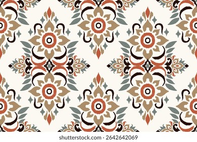 Ikat seamless pattern,Ikat floral design seamless pattern,Vector illustration,Ikat oriental embroidery on white background,damask seamless pattern.design for texture,fabric,clothing,decoration,print
