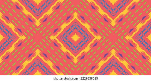 Ikat seamless tribal color Geometric Traditional ethnic oriental design for the background. Folk embroidery, Indian, Scandinavian, Gypsy, Mexican, African rug, wallpaper.