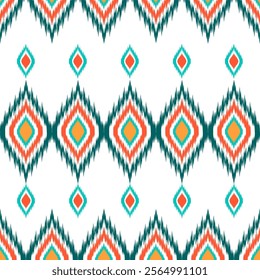 ikat seamless vector background. wallpaper, fabric, packaging, wrapping