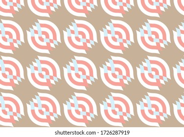 Ikat seamless vector pattern. Scandinavian style print in pastel colors. Light colors geometric ornament. Simple ornate fabric texture. Round shapes ornate pattern. Ethnic wallpapers. Gentle print.