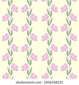 Ikat Soft Pink Orchids and Green Foliage Elegant Floral seamless Pattern on Light Beige vector illustration.design for texture, fabric, clothing, wrapping, decoration