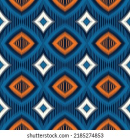 Ikat stripe Diamond seamless pattern. Vector tie dye shibori print with fabric textile, wallpaper, card or wrapping paper. 