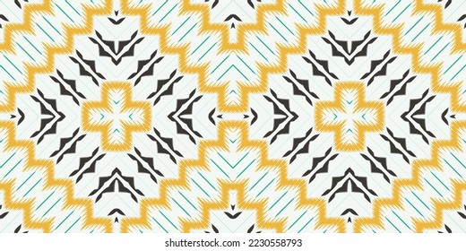 Ikat stripe tribal color Seamless Pattern. Ikat Aztec Ethnic Geometric Ikkat Batik Digital vector textile Design for Prints Fabric saree Mughal brush symbol Swaths texture Kurti Kurtis Kurtas