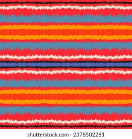 Ikat stripes seamles pattern. Nordic style. Striped beach towel. Geometric abstract illustration, wallpaper. Tribal ethnic vector texture. Aztec style. Folk embroidery. Scandinavian, African rug.