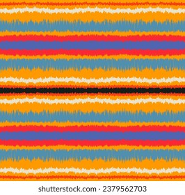 Ikat stripes seamles pattern. Nordic style. Striped beach towel. Geometric abstract illustration, wallpaper. Tribal ethnic vector texture. Aztec style. Folk embroidery. Scandinavian, African rug.