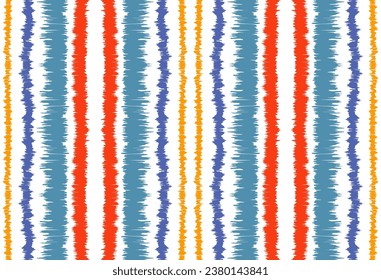 Ikat stripes seamles pattern. Nordic style. Striped beach towel. Geometric abstract illustration, wallpaper. Tribal ethnic vector texture. Aztec style. Folk embroidery. Scandinavian, African rug.