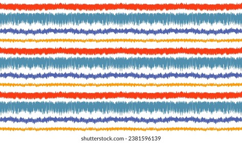 Ikat stripes seamles pattern. Nordic style. Striped beach towel. Geometric abstract illustration, wallpaper. Tribal ethnic vector texture. Aztec style. Folk embroidery. Scandinavian, African rug.