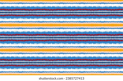 Ikat stripes seamles pattern. Nordic style. Striped beach towel. Geometric abstract illustration, wallpaper. Tribal ethnic vector texture. Aztec style. Folk embroidery. Scandinavian, African rug.