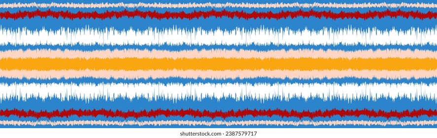 Ikat stripes seamles pattern. Nordic style. Striped beach towel. Geometric abstract illustration, wallpaper. Tribal ethnic vector texture. Aztec style. Folk embroidery. Scandinavian, African rug.