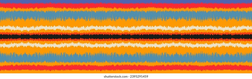 Ikat stripes seamles pattern. Nordic style. Striped beach towel. Geometric abstract illustration, wallpaper. Tribal ethnic vector texture. Aztec style. Folk embroidery. Scandinavian, African rug.