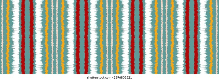Ikat Streifen naht Muster. Nordischer Stil. Strandtuch gestrichen. Geometrische abstrakte Illustration, Tapete. Stammesethnische Vektorstruktur. Aztec-Stil. Folkstickerei. skandinavischer, afrikanischer Teppich.