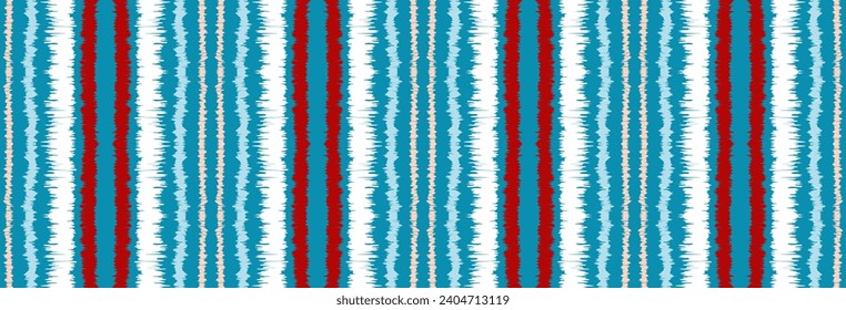 Ikat stripes seamles pattern. Nordic style. Striped beach towel. Geometric abstract illustration, wallpaper. Tribal ethnic vector texture. Aztec style. Folk embroidery. Scandinavian, African rug.