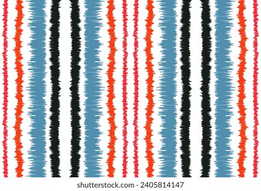 Patrón de rayas de ikat. Estilo nórdico. Toalla de playa rayada. Ilustración geométrica abstracta, fondo de pantalla. Textura vectorial étnica tribal. Estilo azteca. bordado popular. Escandinavia, alfombra africana.