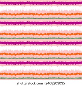 Ikat stripes seamles pattern. Nordic style. Striped beach towel. Geometric abstract illustration, wallpaper. Tribal ethnic vector texture. Aztec style. Folk embroidery. Scandinavian, African rug.