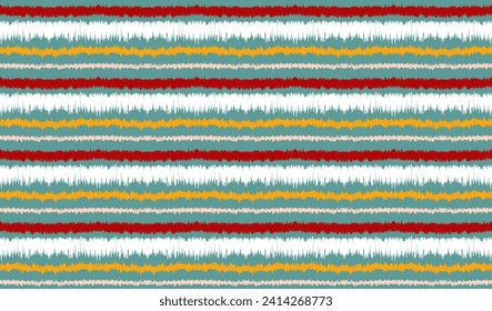 Ikat stripes seamles pattern. Nordic style. Striped beach towel. Geometric abstract illustration, wallpaper. Tribal ethnic vector texture. Aztec style. Folk embroidery. Scandinavian, African rug.