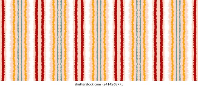 Ikat stripes seamles pattern. Nordic style. Striped beach towel. Geometric abstract illustration, wallpaper. Tribal ethnic vector texture. Aztec style. Folk embroidery. Scandinavian, African rug.