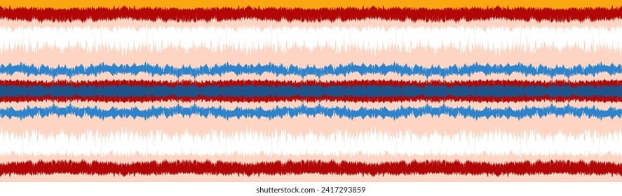Ikat stripes seamles pattern. Nordic style. Striped beach towel. Geometric abstract illustration, wallpaper. Tribal ethnic vector texture. Aztec style. Folk embroidery. Scandinavian, African rug.