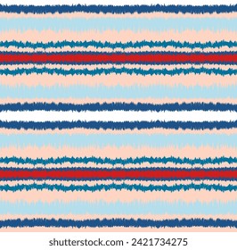 Ikat stripes seamles pattern. Nordic style. Striped beach towel. Geometric abstract illustration, wallpaper. Tribal ethnic vector texture. Aztec style. Folk embroidery. Scandinavian, African rug.