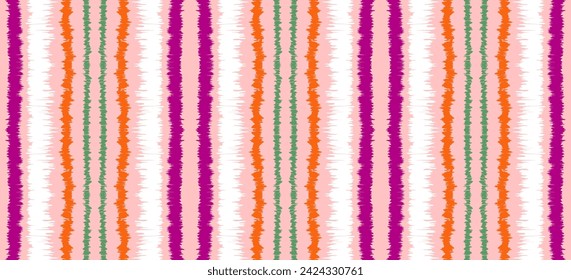 Ikat stripes seamles pattern. Nordic style. Striped beach towel. Geometric abstract illustration, wallpaper. Tribal ethnic vector texture. Aztec style. Folk embroidery. Scandinavian, African rug.