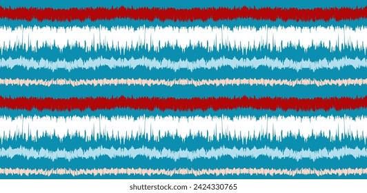 Ikat stripes seamles pattern. Nordic style. Striped beach towel. Geometric abstract illustration, wallpaper. Tribal ethnic vector texture. Aztec style. Folk embroidery. Scandinavian, African rug.